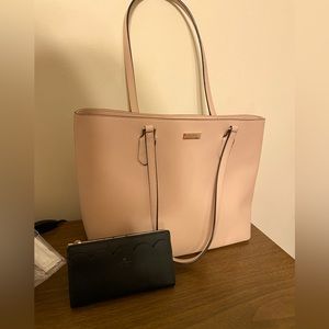 kate spade pink leather tote and matching wallet